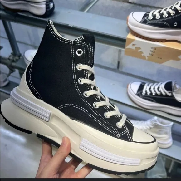 Converse Women's Black and White Platform Sneakers - Picture 2 of 5